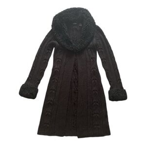 Moda International Black Knit Sweater with Faux Fur